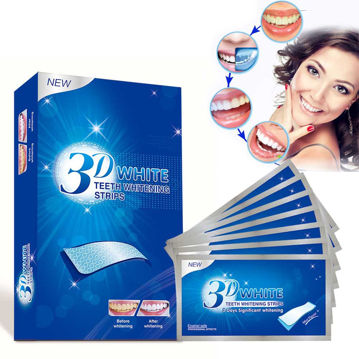7 Pair Dental White Advanced Teeth Stickers Whitener Strips