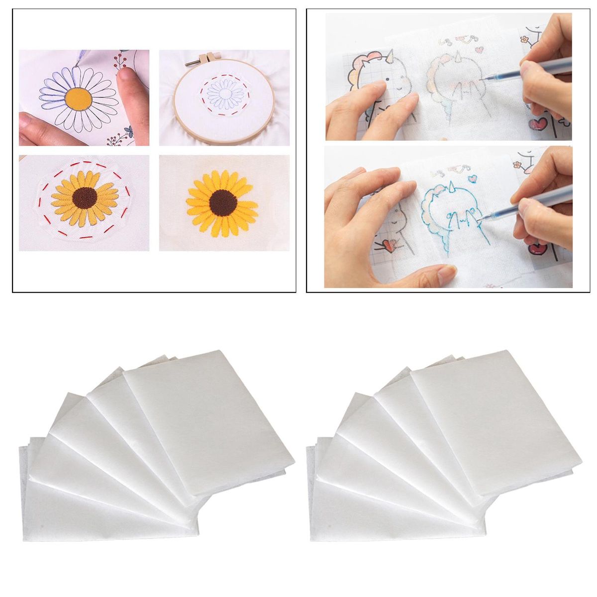 10pcs Wash Away Water Soluble Embroidery Stabilizer For
