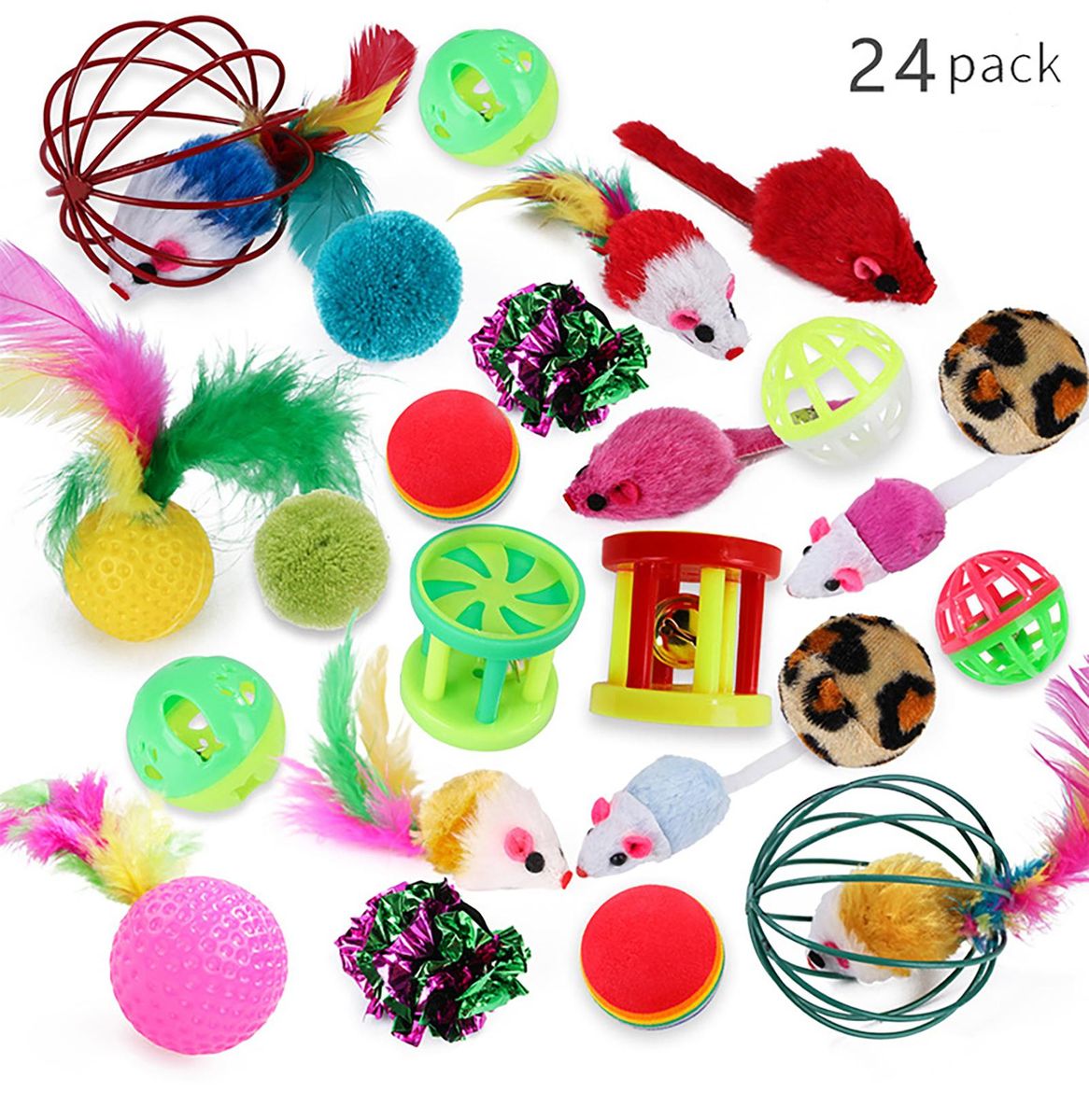 24Pcs/Set Funny Cat Stick Creative Interactive Kitten Toy-