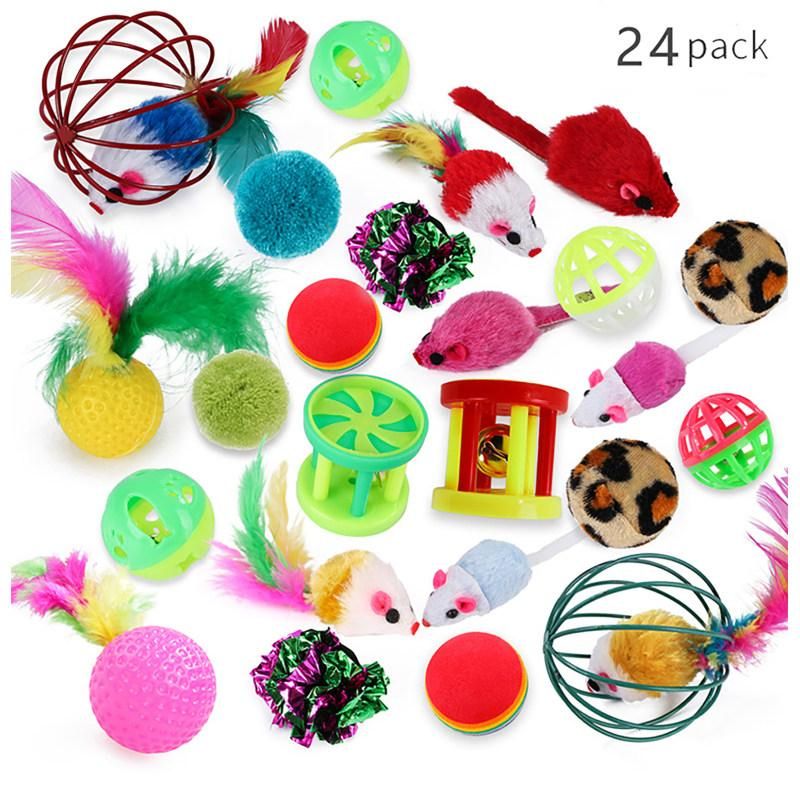 24Pcs/Set Funny Cat Stick Creative Interactive Kitten Toy-