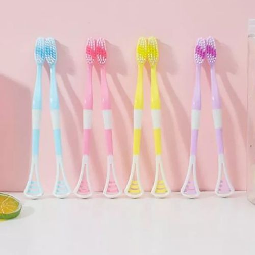 8 Pieces - Toothbrush And Tongue Scraper Cleaner Reusable Reduce Bad Breath