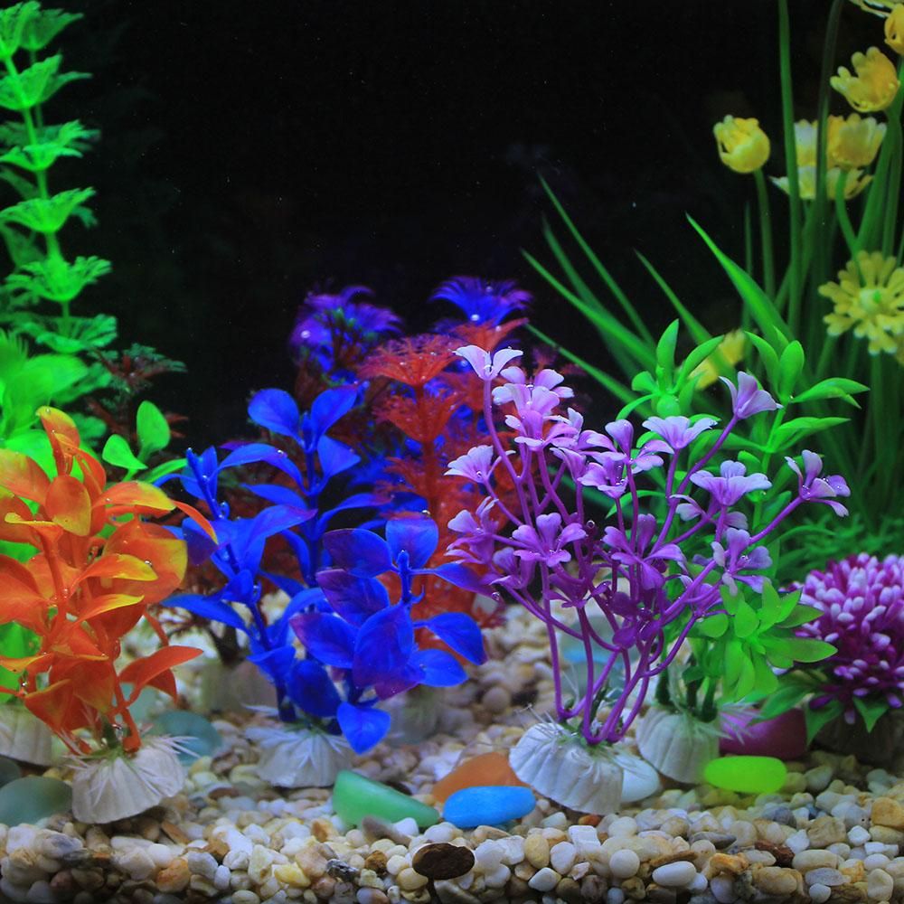 Artificial Aquarium Plants Fish Tank Decorations Plastic Aquarium Plants 10 PCS