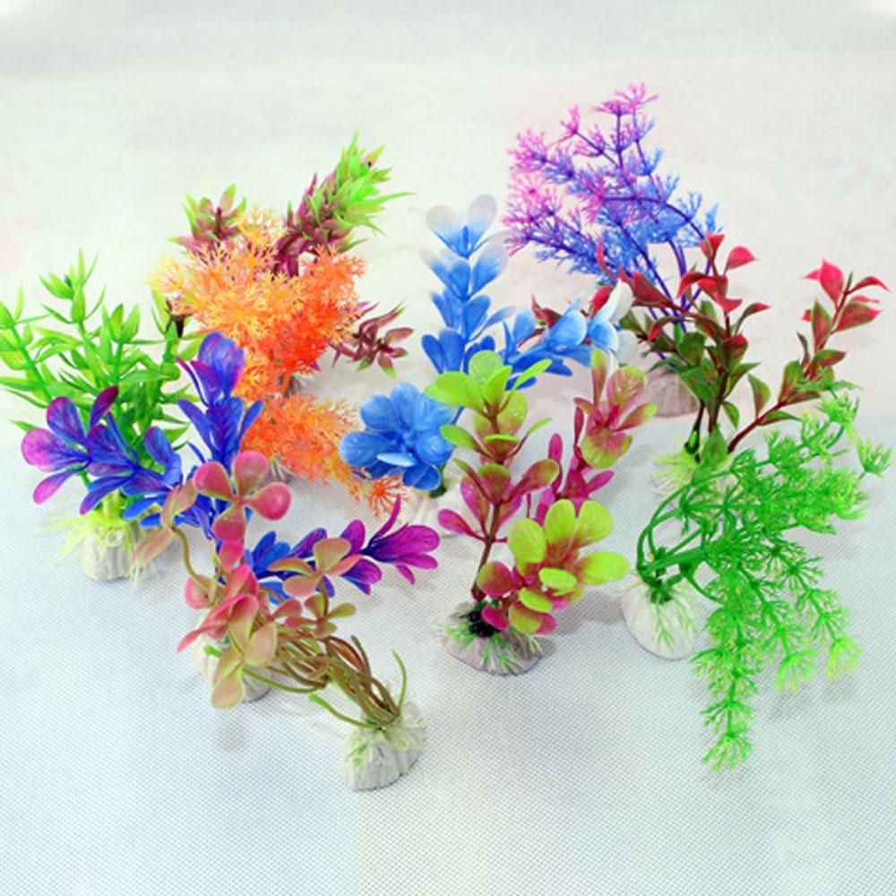 Artificial Aquarium Plants Fish Tank Decorations Plastic Aquarium Plants 10 PCS