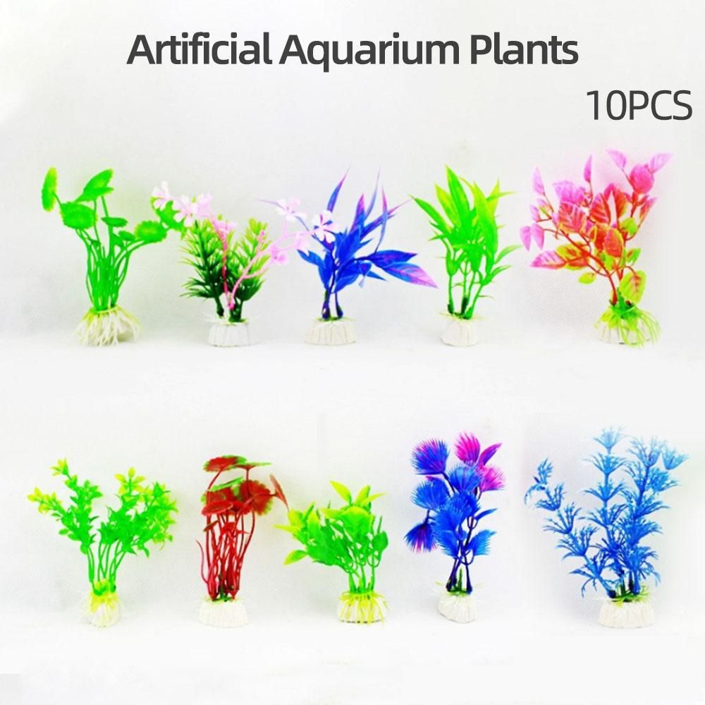 Artificial Aquarium Plants Fish Tank Decorations Plastic Aquarium Plants 10 PCS