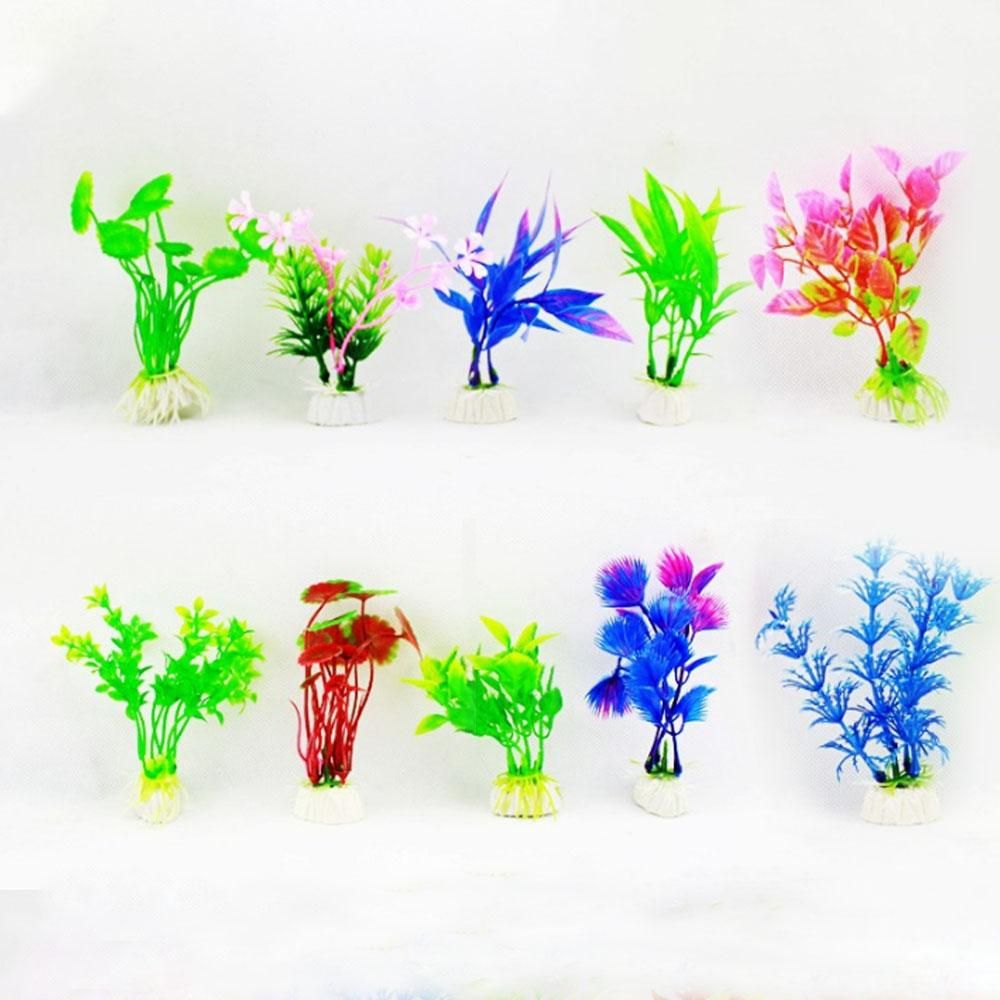 Artificial Aquarium Plants Fish Tank Decorations Plastic Aquarium Plants 10 PCS