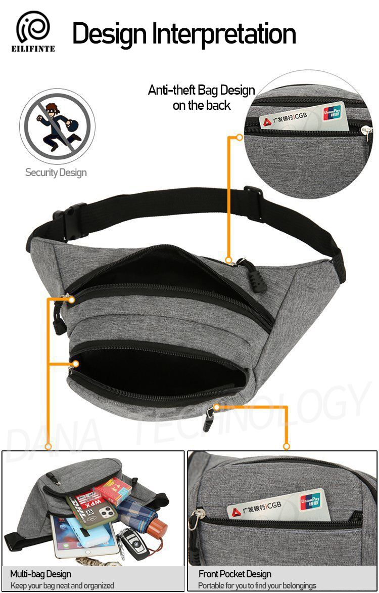 B08 Unisex Sports Waist Pack Chest Bag-Dark Grey