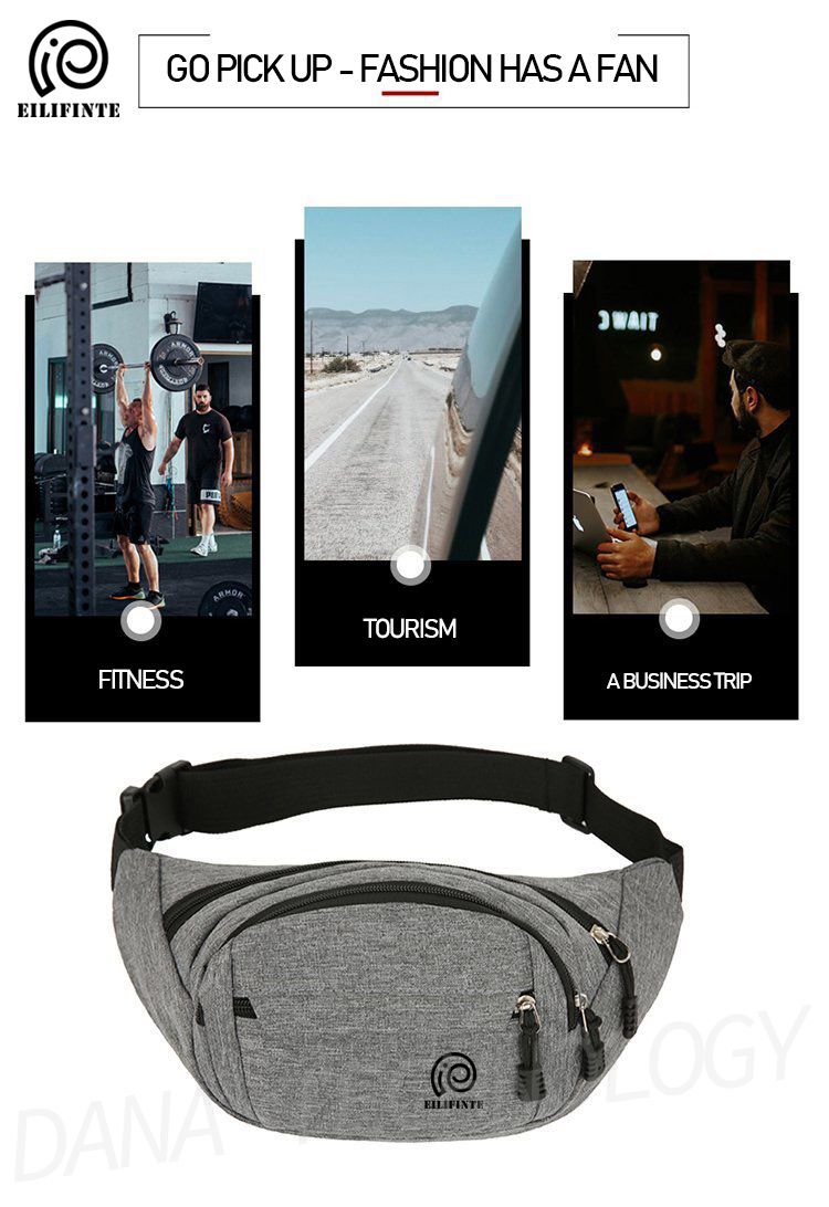 B08 Unisex Sports Waist Pack Chest Bag-Dark Grey
