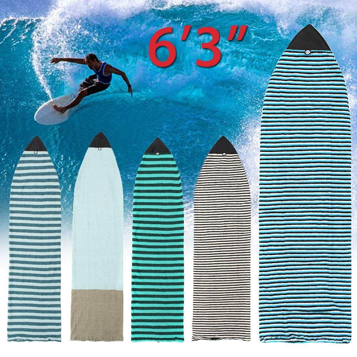 For 6'3” Surf Board Longboard Funboard Socks Cover Storage Bag Protective Case Light Blue White Stripe