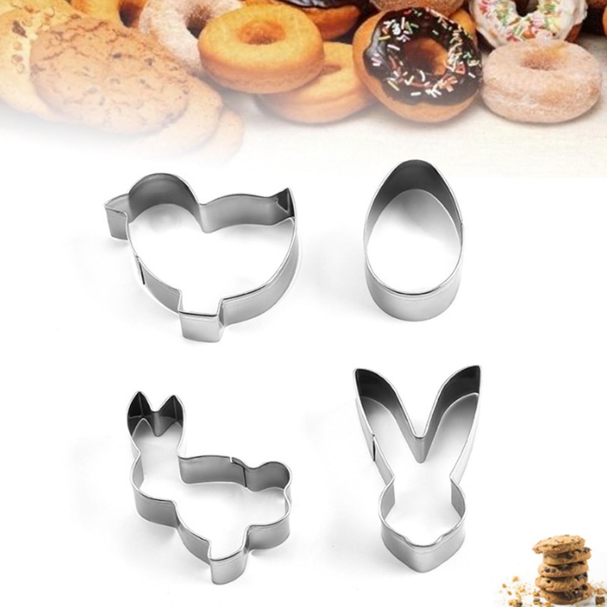 4Pcs Stainless Steel Mini Animal Cake Molds Biscuits Mousse Pudding Small Cake Baking Mold Kitchen Tool