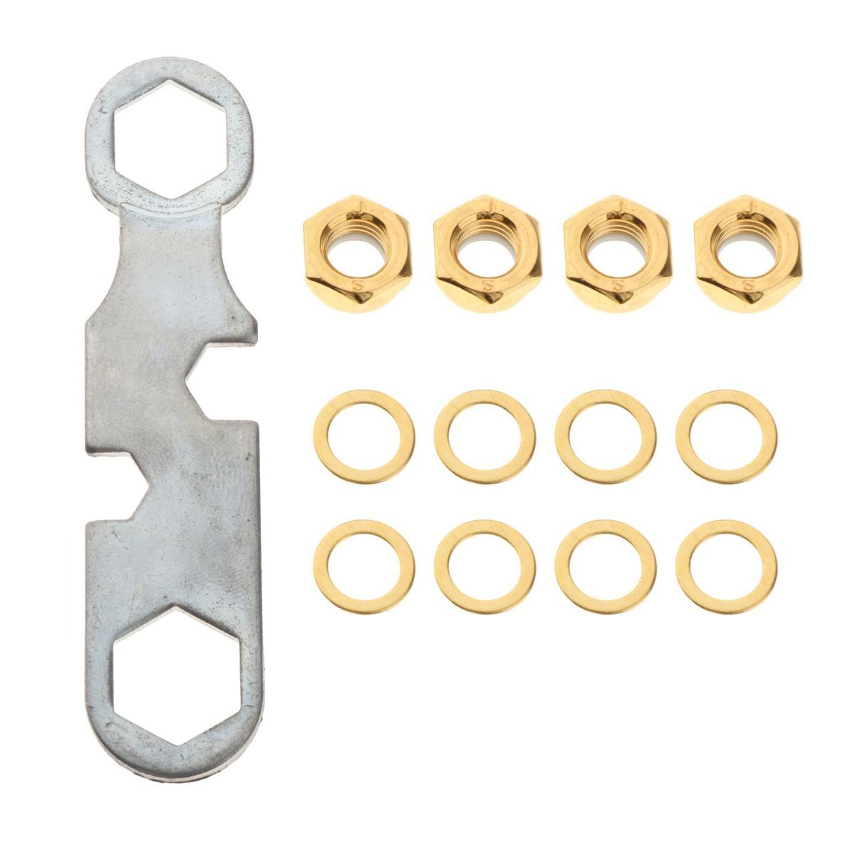 Skateboard Truck Rebuild Kit Washers M8 Nuts And Wrench Tool Golden