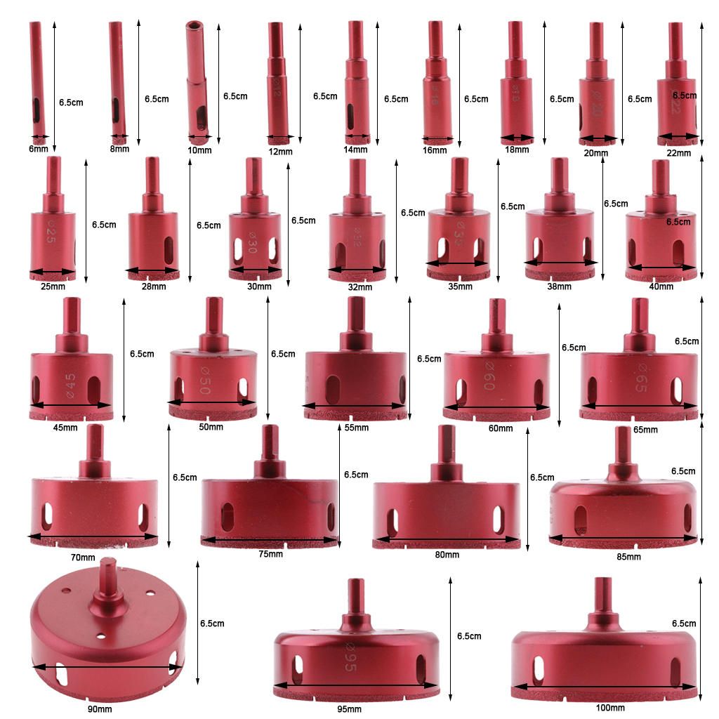 6-100mm Diamond Holesaw Hole Cutter Drill Bit Tile Glass