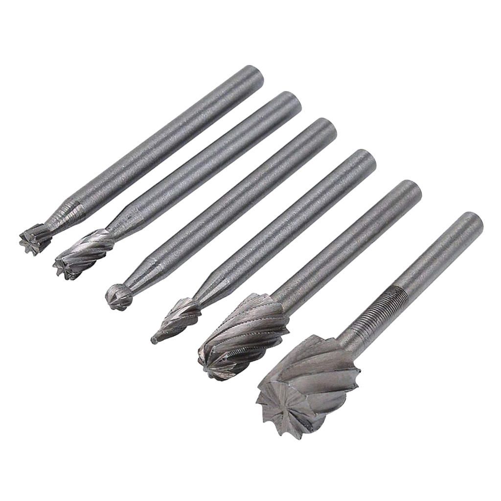 6pcs Mini Round HSS Rotary Burr Set Wood Carving File Rasp Drill Bits