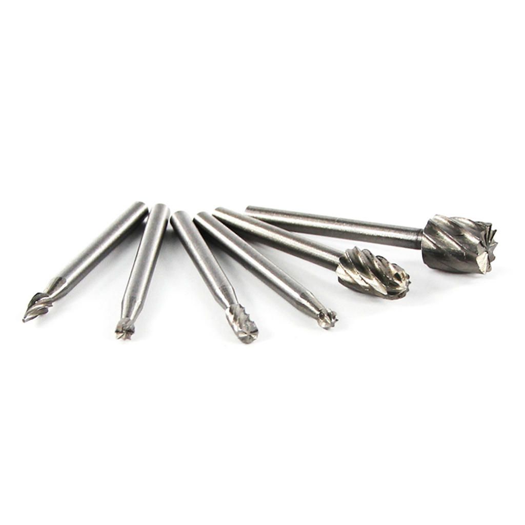 6pcs Mini Round HSS Rotary Burr Set Wood Carving File Rasp Drill Bits