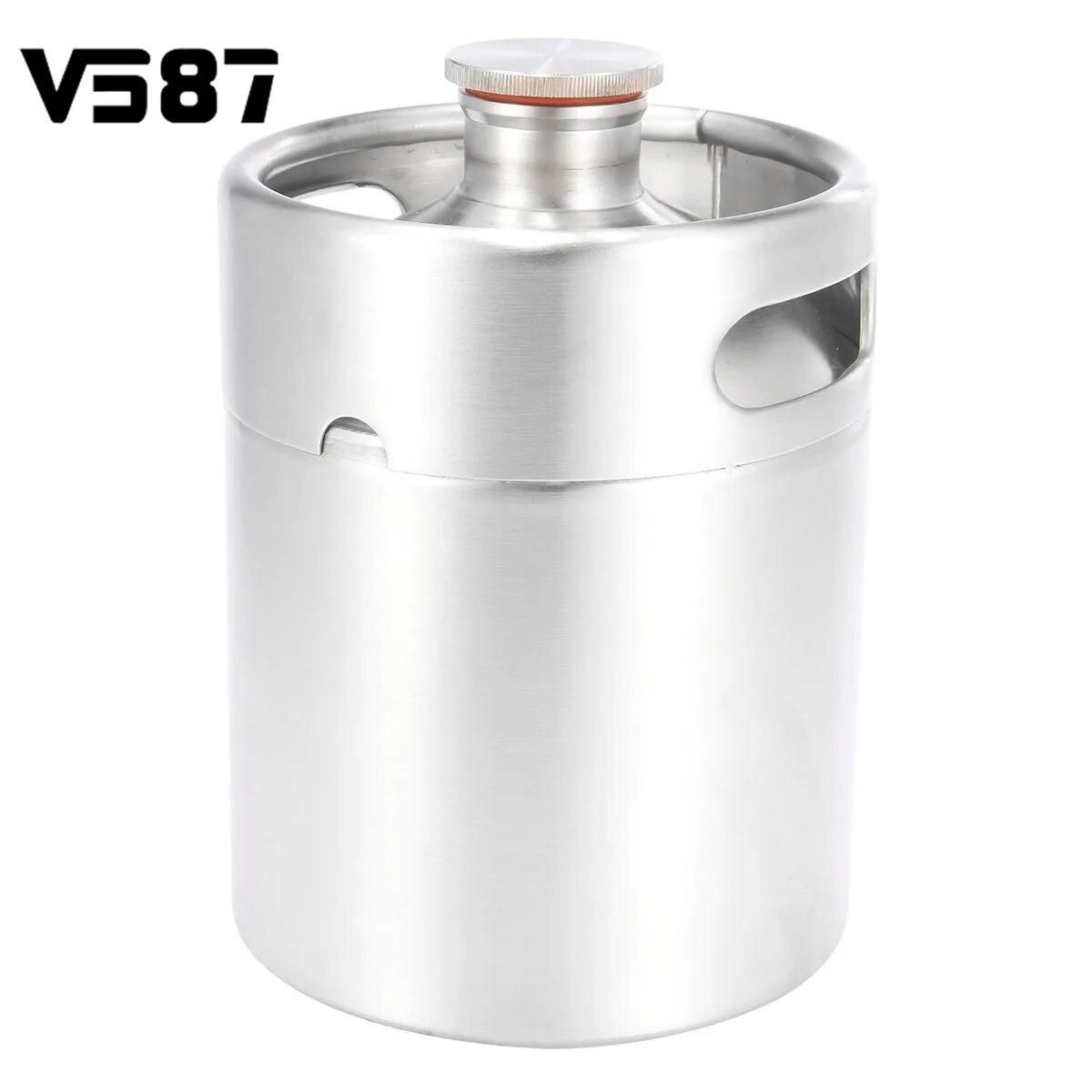 304 Stainless Steel 2L Mini Beer Keg Pressurized Growler Durable Portable Beer Bottle Home Brewing Beer Making Tool For Home Pub