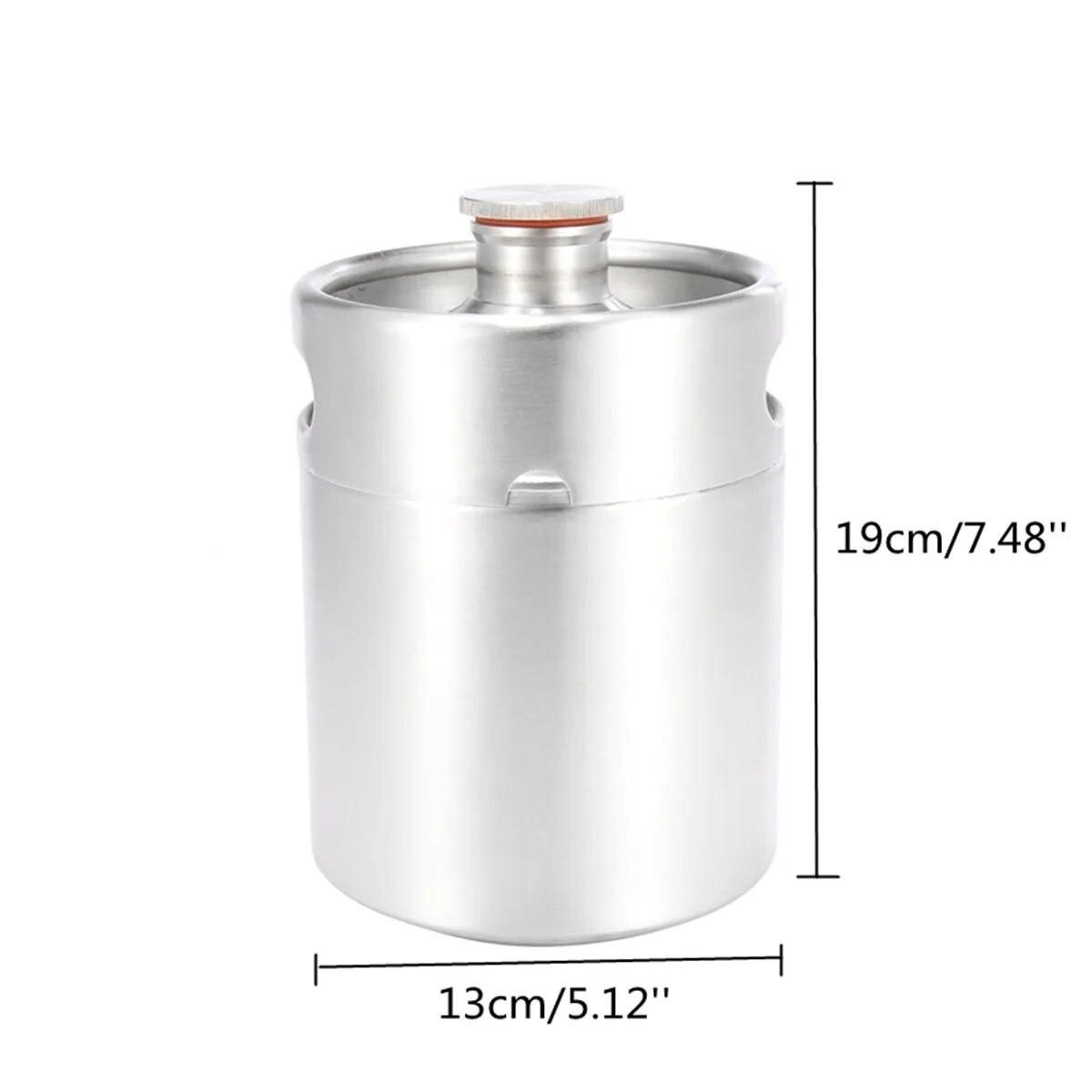 304 Stainless Steel 2L Mini Beer Keg Pressurized Growler Durable Portable Beer Bottle Home Brewing Beer Making Tool For Home Pub