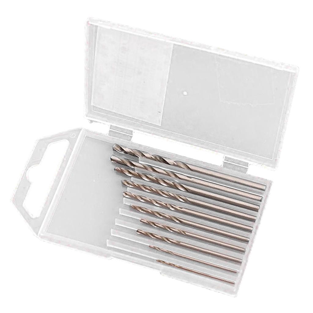 HSS Twist Drill Bit Set 10pcs Metric 0.8mm - 3mm Metal Wood Precision