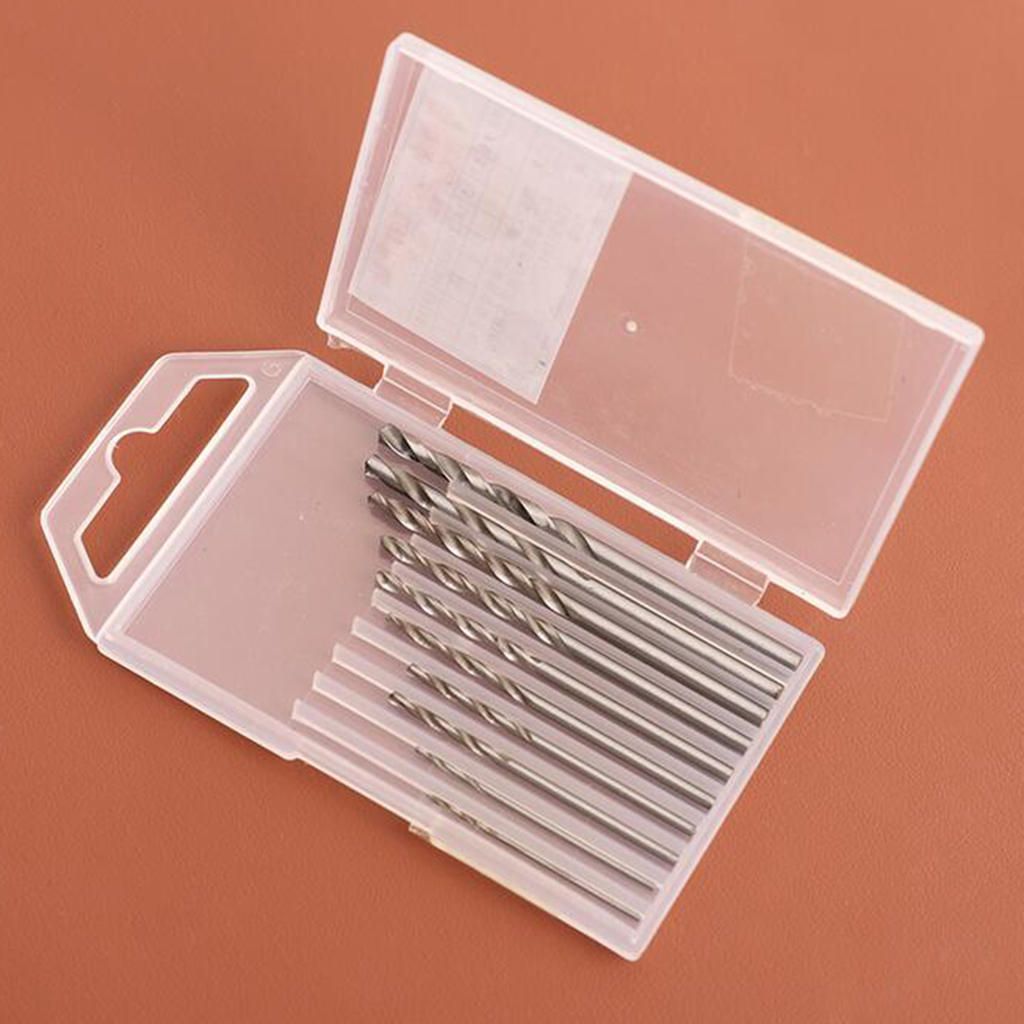 HSS Twist Drill Bit Set 10pcs Metric 0.8mm - 3mm Metal Wood Precision