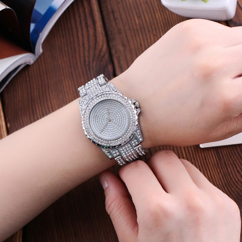 Crystal Diamond Full Steel Ladies Wristwatch Silver