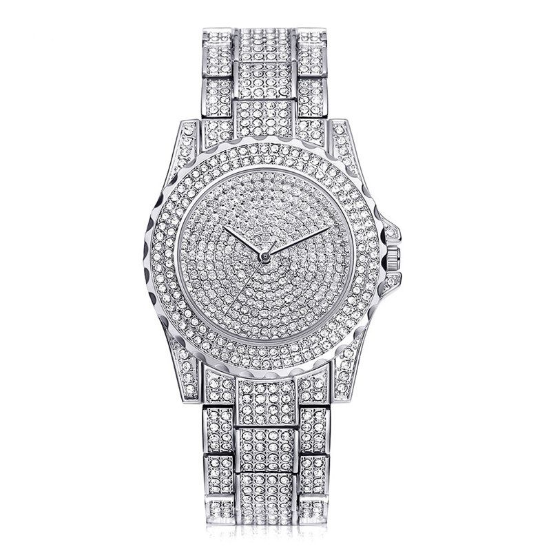 Crystal Diamond Full Steel Ladies Wristwatch Silver