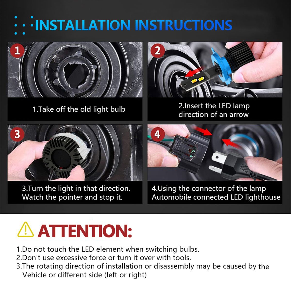 H4/9003 LED Headlight Bulbs IP67 Waterproof Car LED