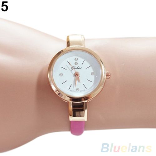 Women's Rhinestone Faux Leather Super Thin Slim Strap-White