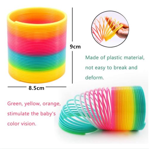 Rainbow Magic Spring, 1 PCS Colorful Rainbow Neon Plastic Spring Toy Halloween Party Supplies For Boys Girls Trick Treat Gift Toys