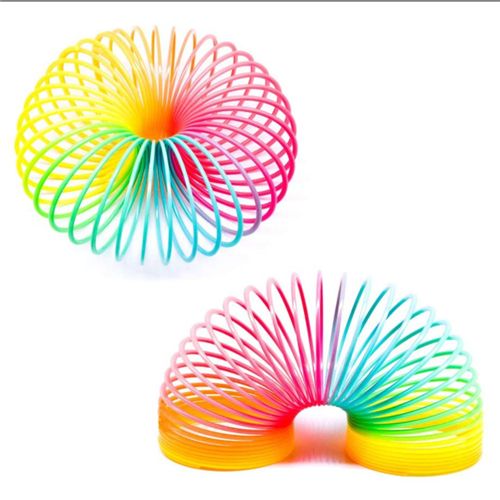 Rainbow Magic Spring, 1 PCS Colorful Rainbow Neon Plastic Spring Toy Halloween Party Supplies For Boys Girls Trick Treat Gift Toys
