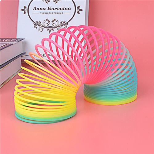 Rainbow Magic Spring, 1 PCS Colorful Rainbow Neon Plastic Spring Toy Halloween Party Supplies For Boys Girls Trick Treat Gift Toys