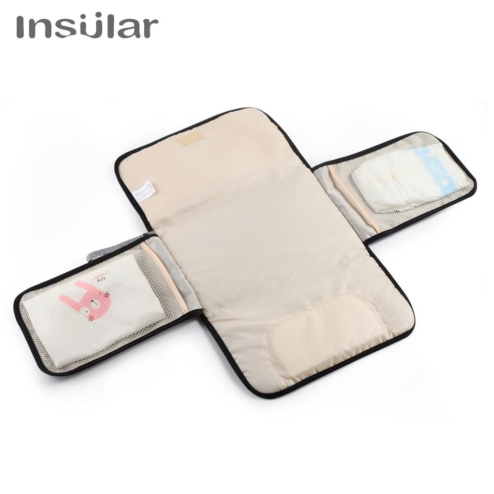 Insular Waterproof Changing Pad Diaper Travel Multifunction Portable Baby Diaper Cover Mat Clean Hand Folding Diaper Bags(Grey)
