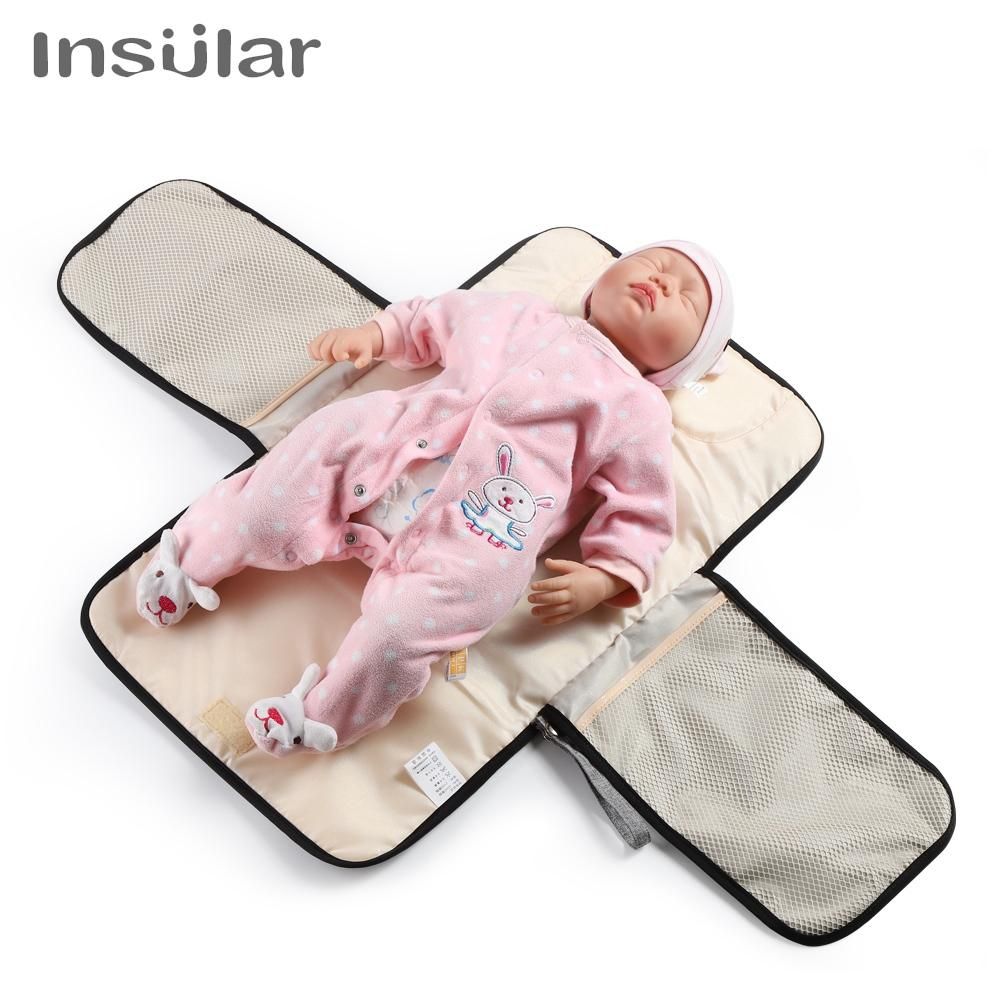 Insular Waterproof Changing Pad Diaper Travel Multifunction Portable Baby Diaper Cover Mat Clean Hand Folding Diaper Bags(Grey)