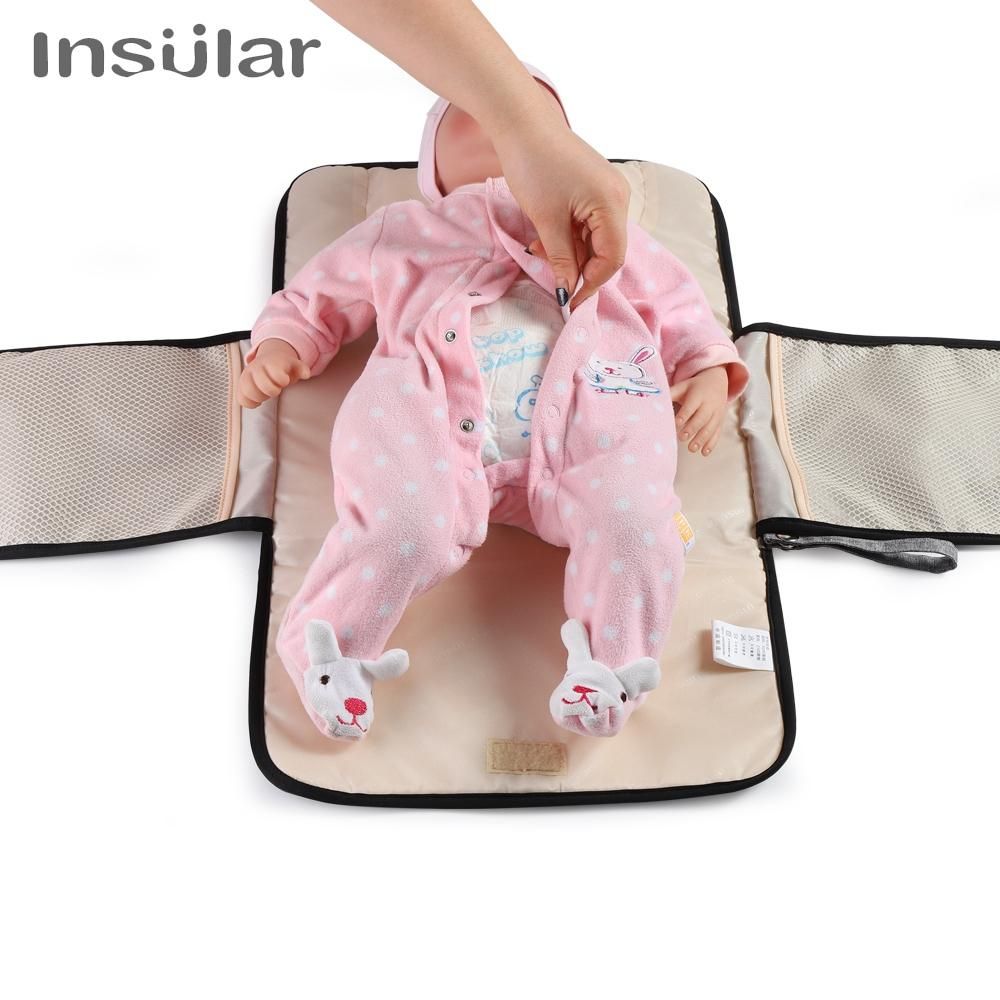 Insular Waterproof Changing Pad Diaper Travel Multifunction Portable Baby Diaper Cover Mat Clean Hand Folding Diaper Bags(Grey)