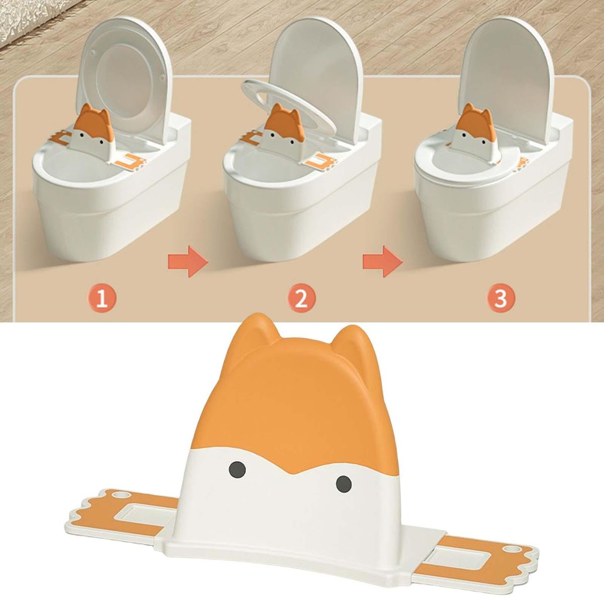 Cartoon Baby Toilet Training Seat Cushion Universal Adjustable Orange