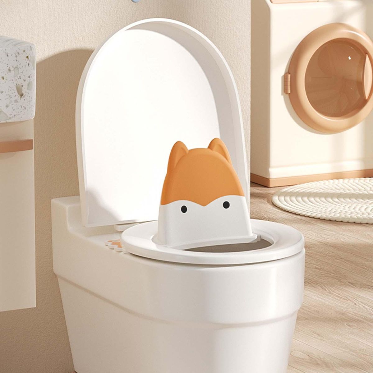 Cartoon Baby Toilet Training Seat Cushion Universal Adjustable Orange