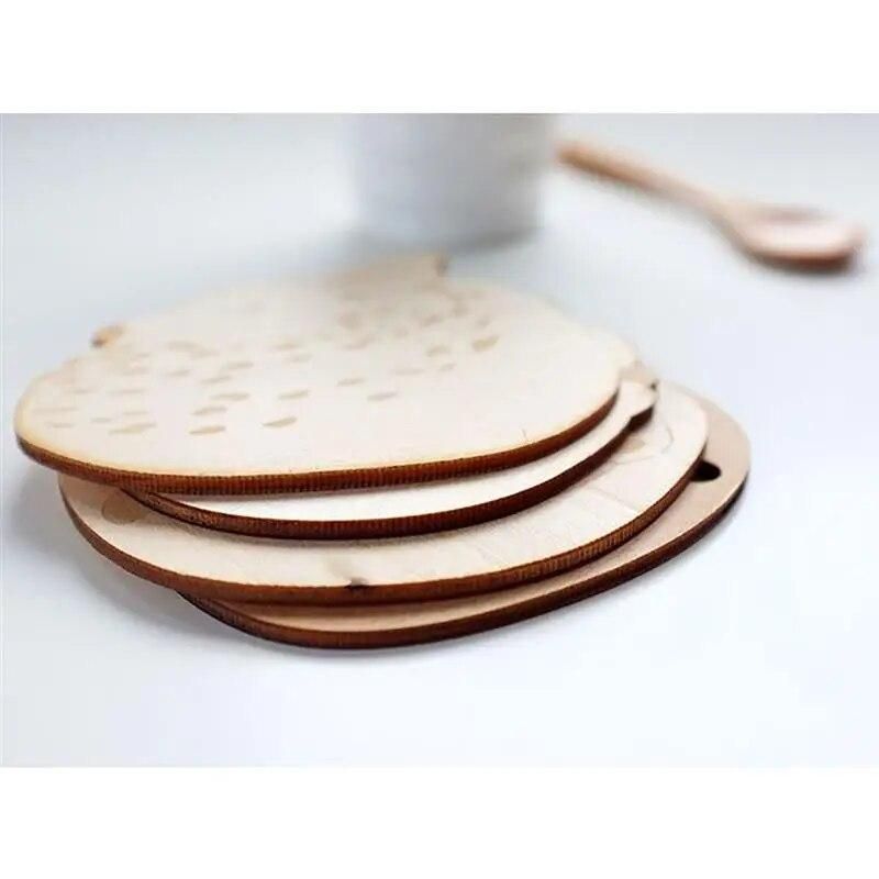 4PCS Animal Cat Fox Dog Deer Wooden Cup Coaster Heat Insulated Pad Placemat Tablemat Table Mat Home Decor