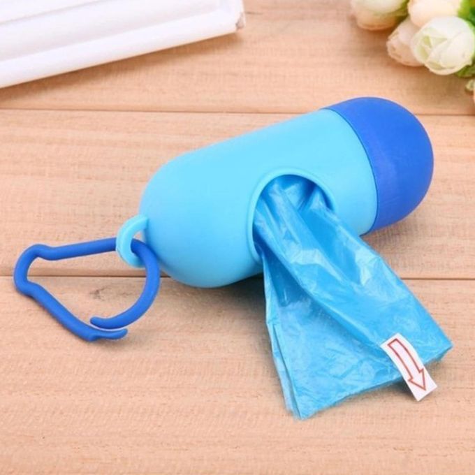 Refiilable Pet Poop Bag Carrier Dispenser With 1 Rolls Blue Dark Blue