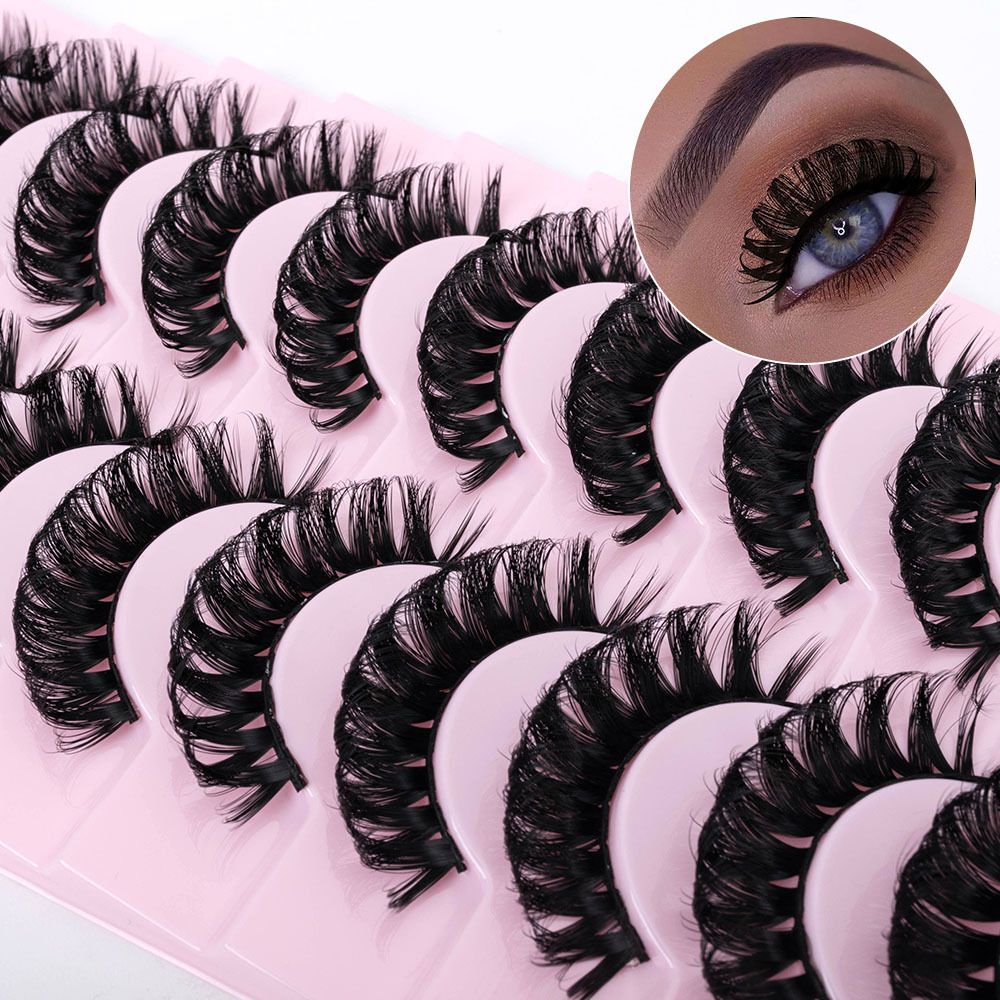 10Pairs 3D Russian Natural Curly False Lashes HQ103