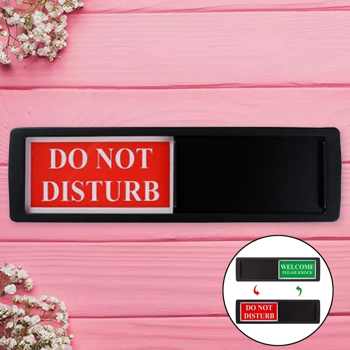 Adhesive Privacy Do Not Disturb Sign For Office Domestic Hotel Black