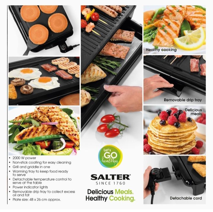 Family Non-Stick Health Grill & Griddle - 2000W