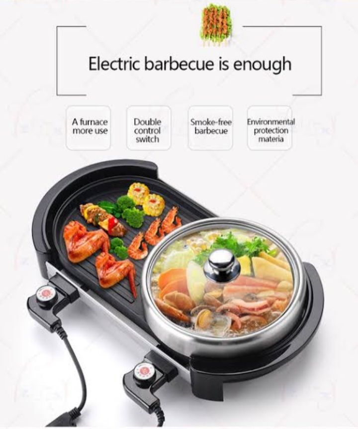 2-in-1 Electric Grill With Hot Pot - 1200W