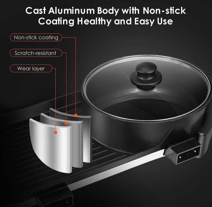 2-in-1 Electric Grill With Hot Pot - 1200W