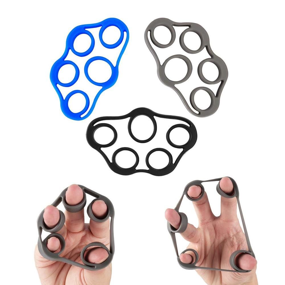 3pcs Finger Trainer Silicone Finger Stretcher Hand Exercise Grip Strength Resistance-Blue
