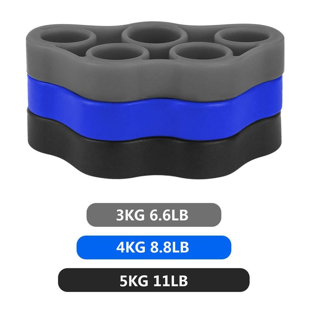 3pcs Finger Trainer Silicone Finger Stretcher Hand Exercise Grip Strength Resistance-Blue