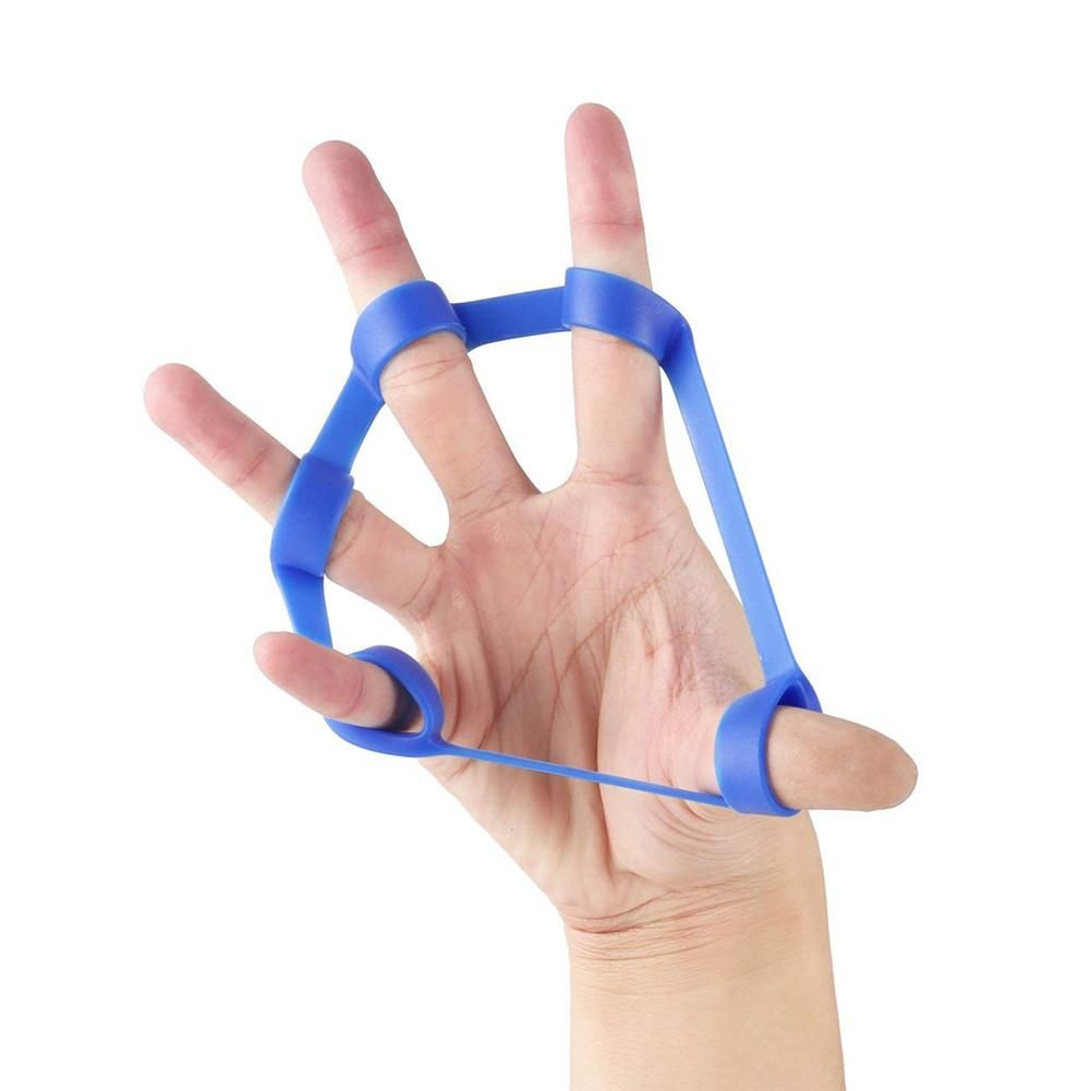 3pcs Finger Trainer Silicone Finger Stretcher Hand Exercise Grip Strength Resistance-Blue