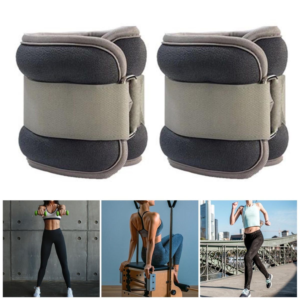 Wrist Ankle Cuff Set Power-up Workout with Dual-use for Running Dark Gray
