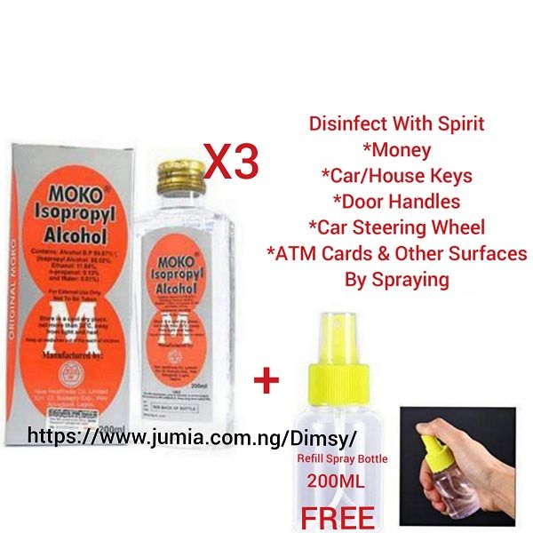 3pcs Isopropyl Methylated Spirit Disinfectant +1 Free Refill-Spray Bottle