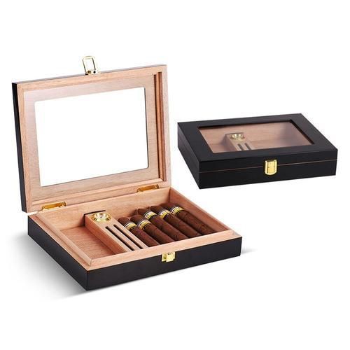 Cedar Humidor Cigar Wood Box Travel Cigar Case Orginizer With Hygrometer Cedar Wood Cutter  Set Smoking Accessories