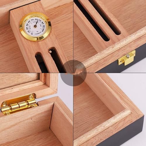 Cedar Humidor Cigar Wood Box Travel Cigar Case Orginizer With Hygrometer Cedar Wood Cutter  Set Smoking Accessories