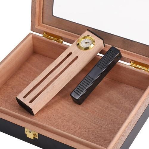 Cedar Humidor Cigar Wood Box Travel Cigar Case Orginizer With Hygrometer Cedar Wood Cutter  Set Smoking Accessories