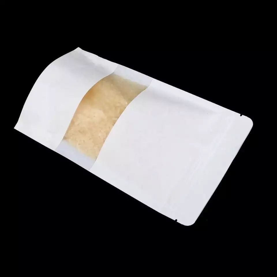 50 Pieces White Kraft Self-Stand Ziplock Pouch