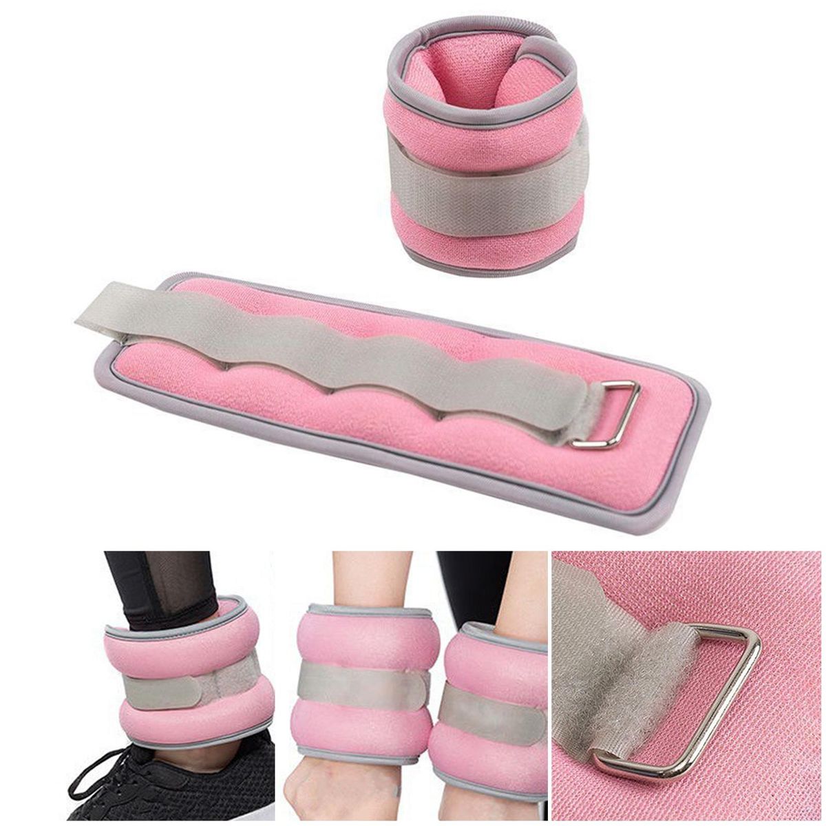 Iron-filled Ankle Weights Power-up Workout with Dual-use for Running Pink